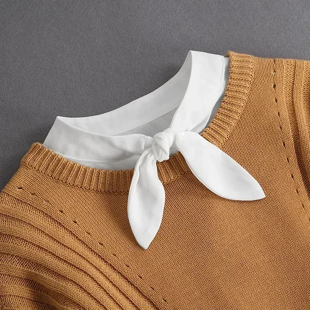 Fashion 2025 Front Tie White Fake Collar for Women Stand Detachable Collar Fake Girls Vintage Lace Ladies False Blouse Collar